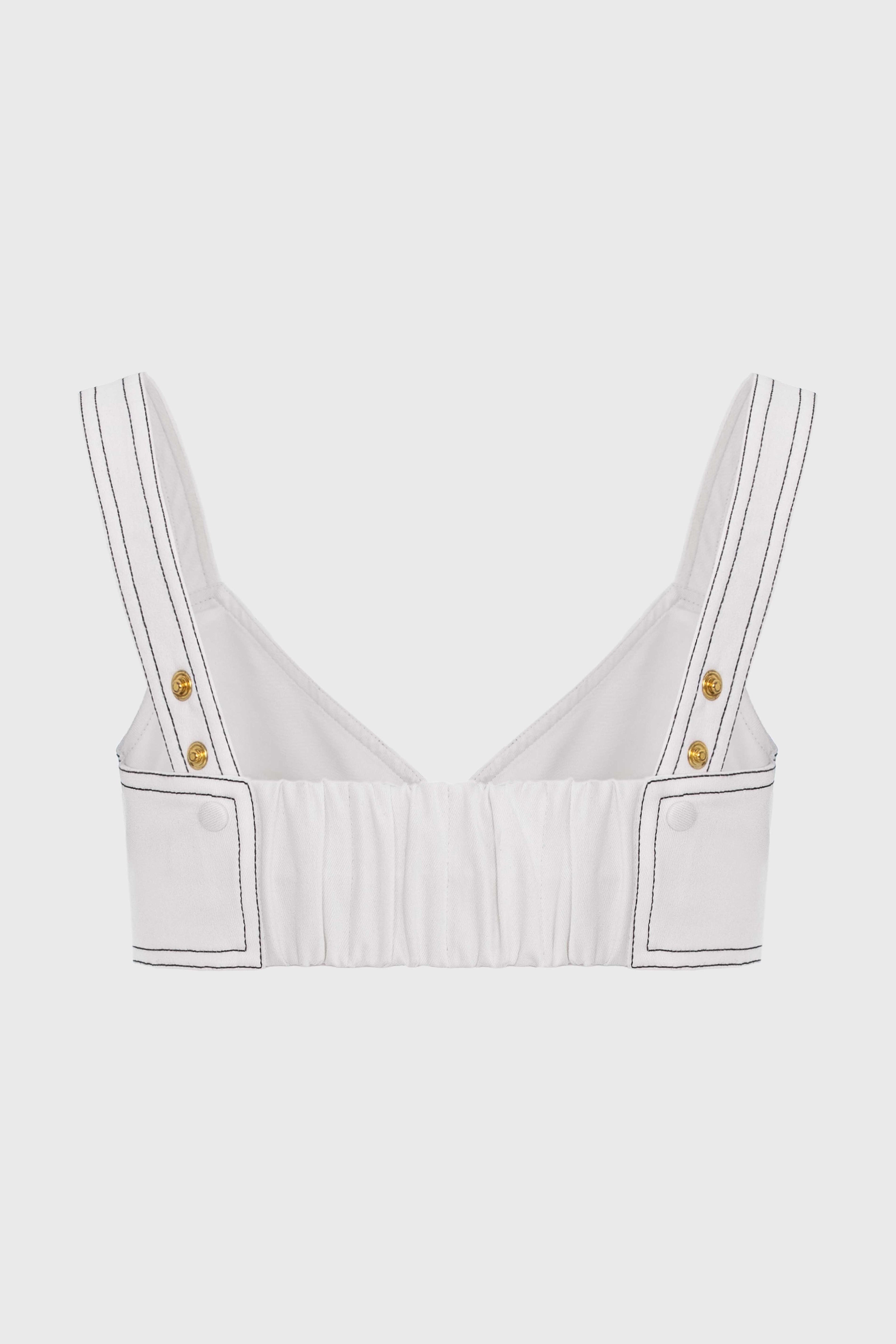 Bustiera alba din denim bi-elastic Underline