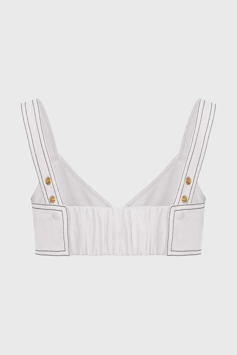 Bustiera alba din denim bi-elastic Underline