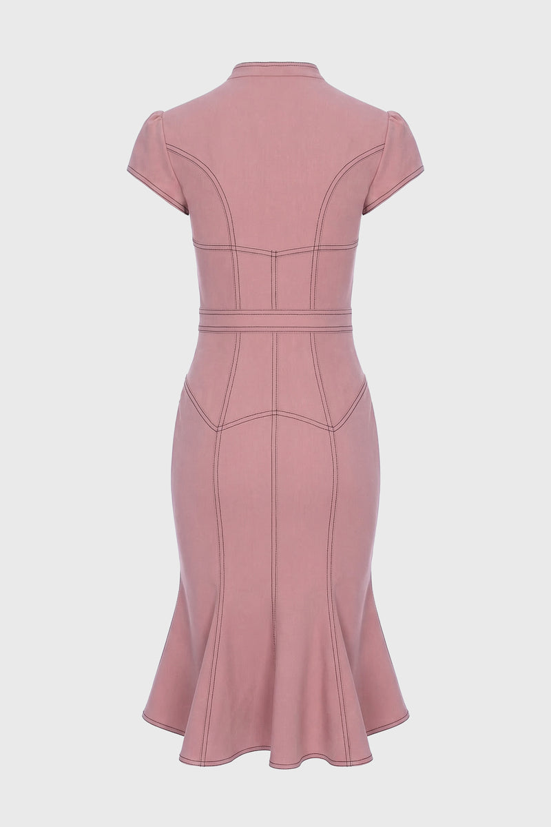 Rochie roz fad midi din denim bi-elastic Underline