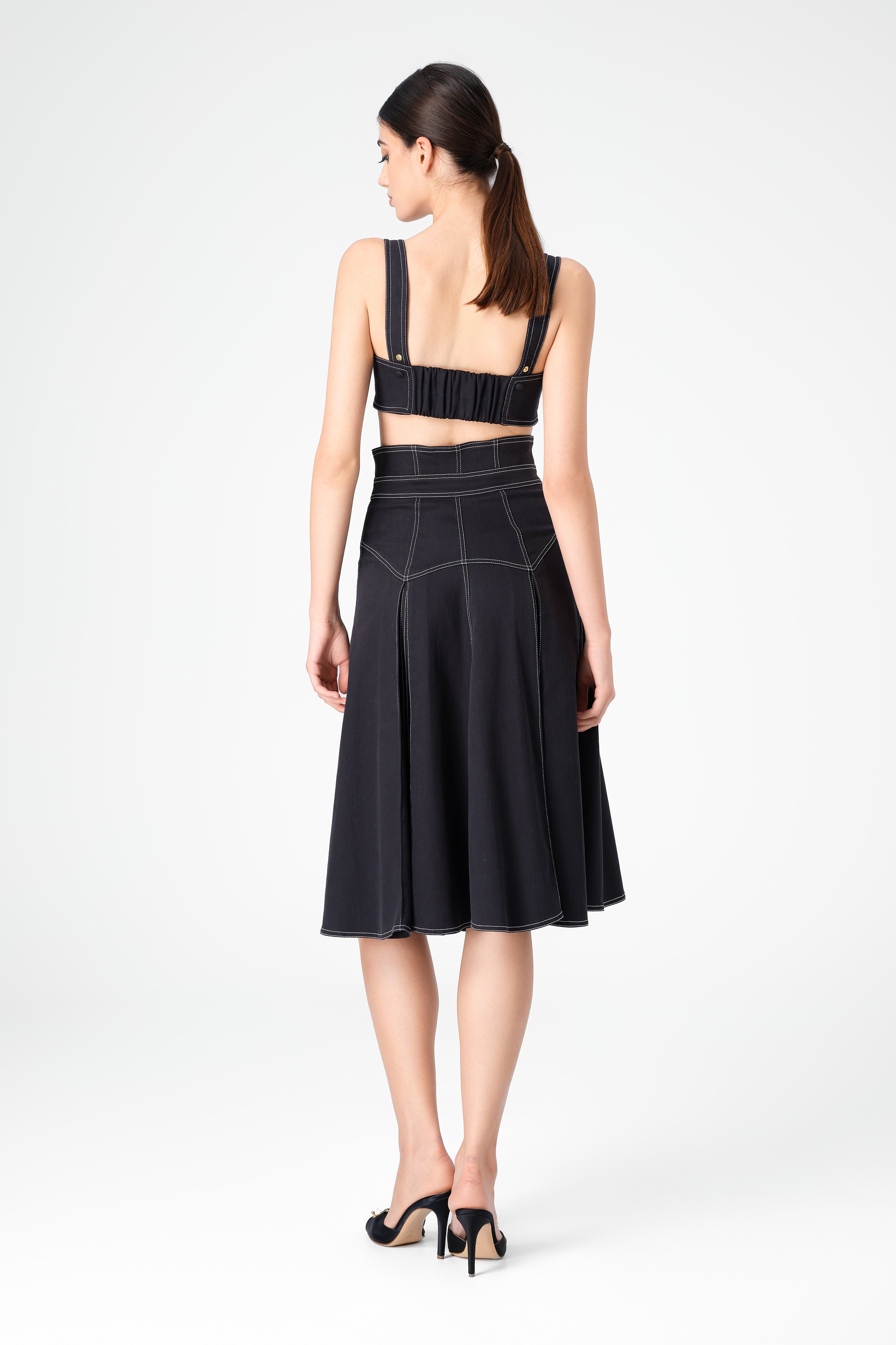 Fusta neagra din denim bi-elastic Underline