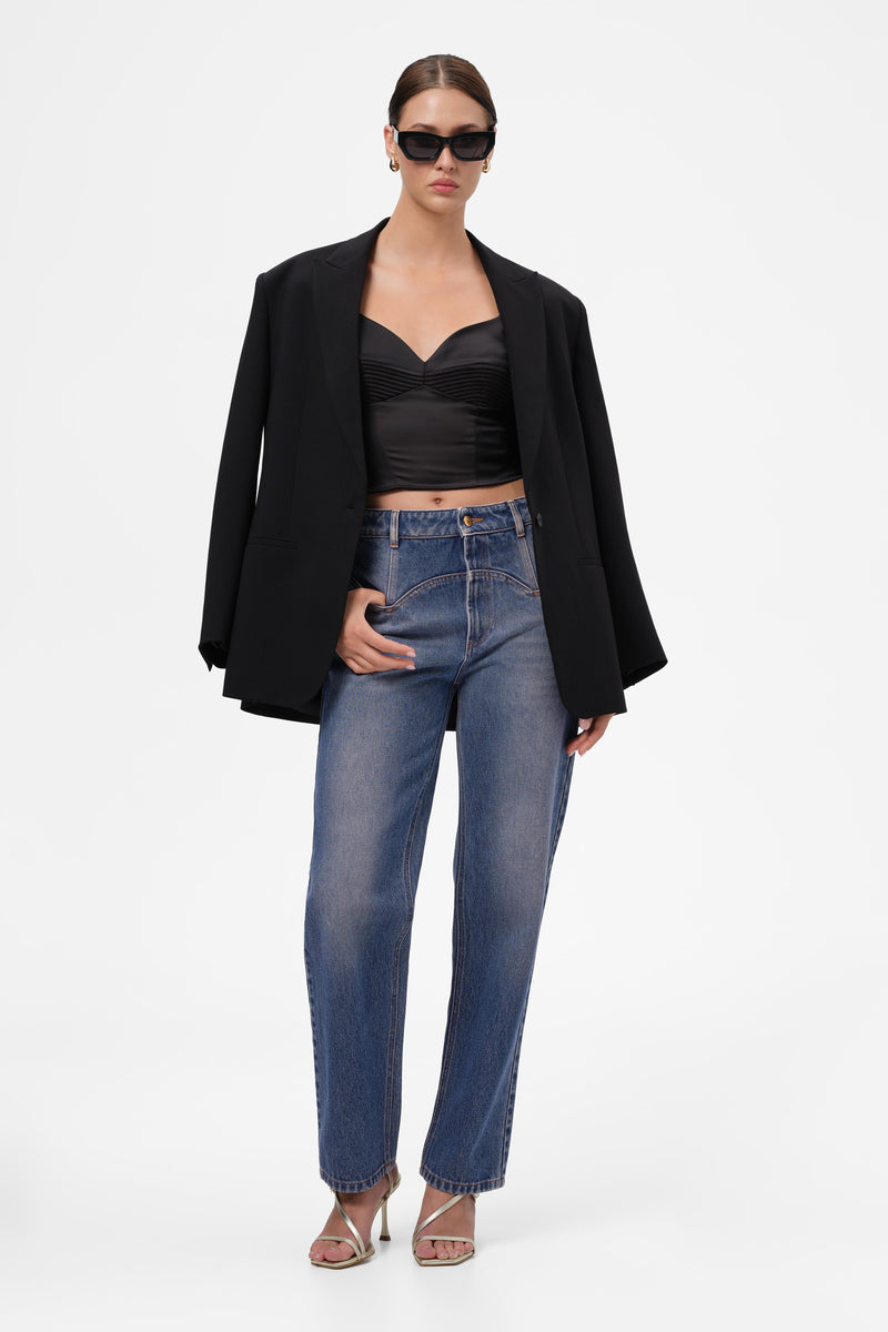 Blazer negru cu deschidere laterala Urban