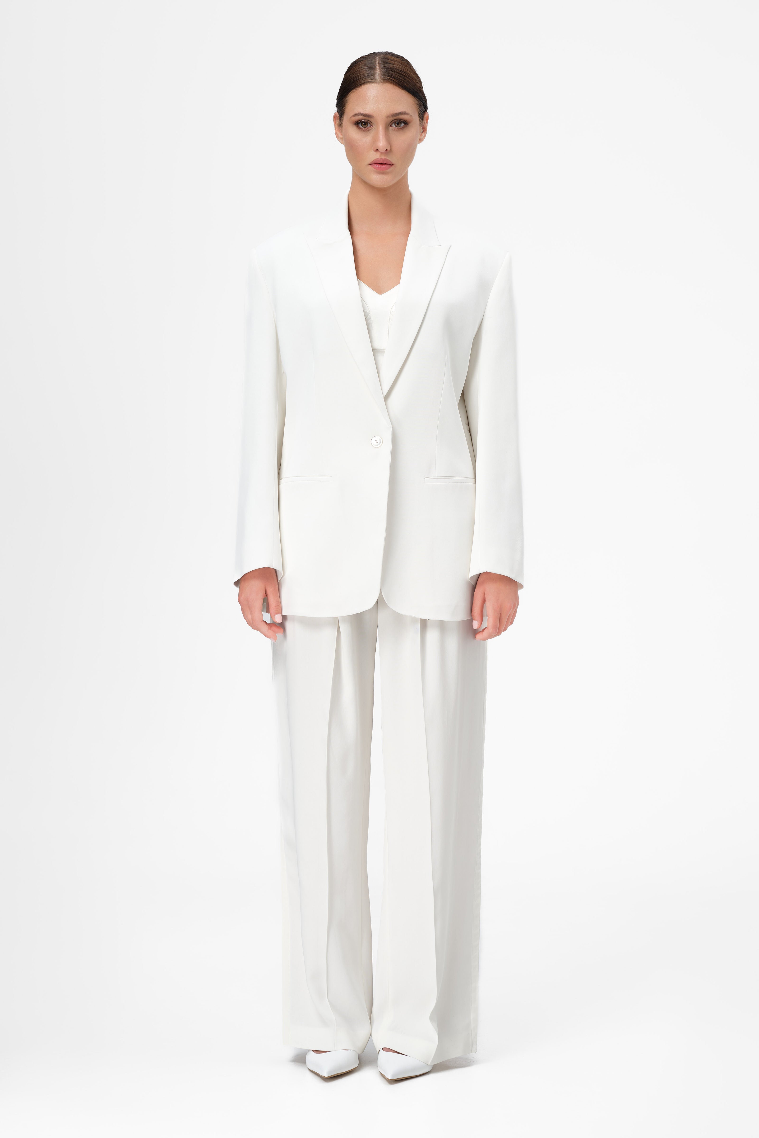 Blazer alb cu deschidere laterala Urban