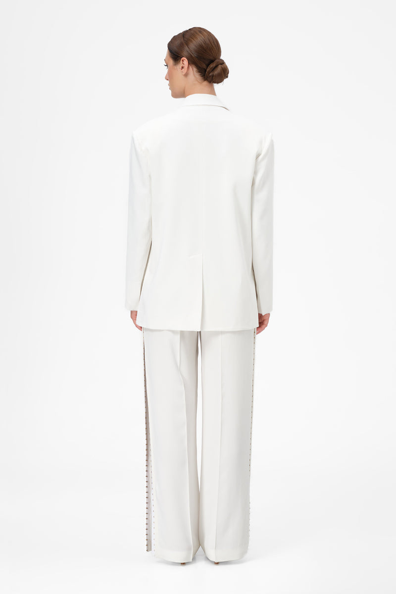 Blazer alb cu deschidere laterala Urban