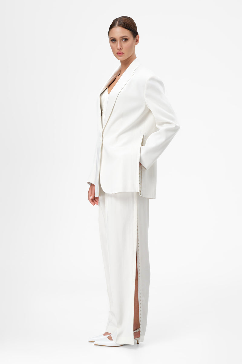 Blazer alb cu deschidere laterala Urban