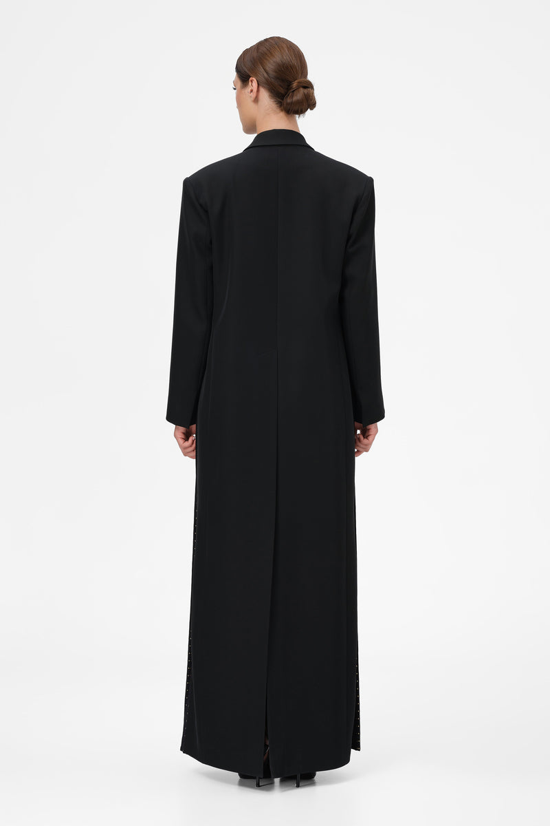 Blazer negru lung cu deschidere laterala Urban