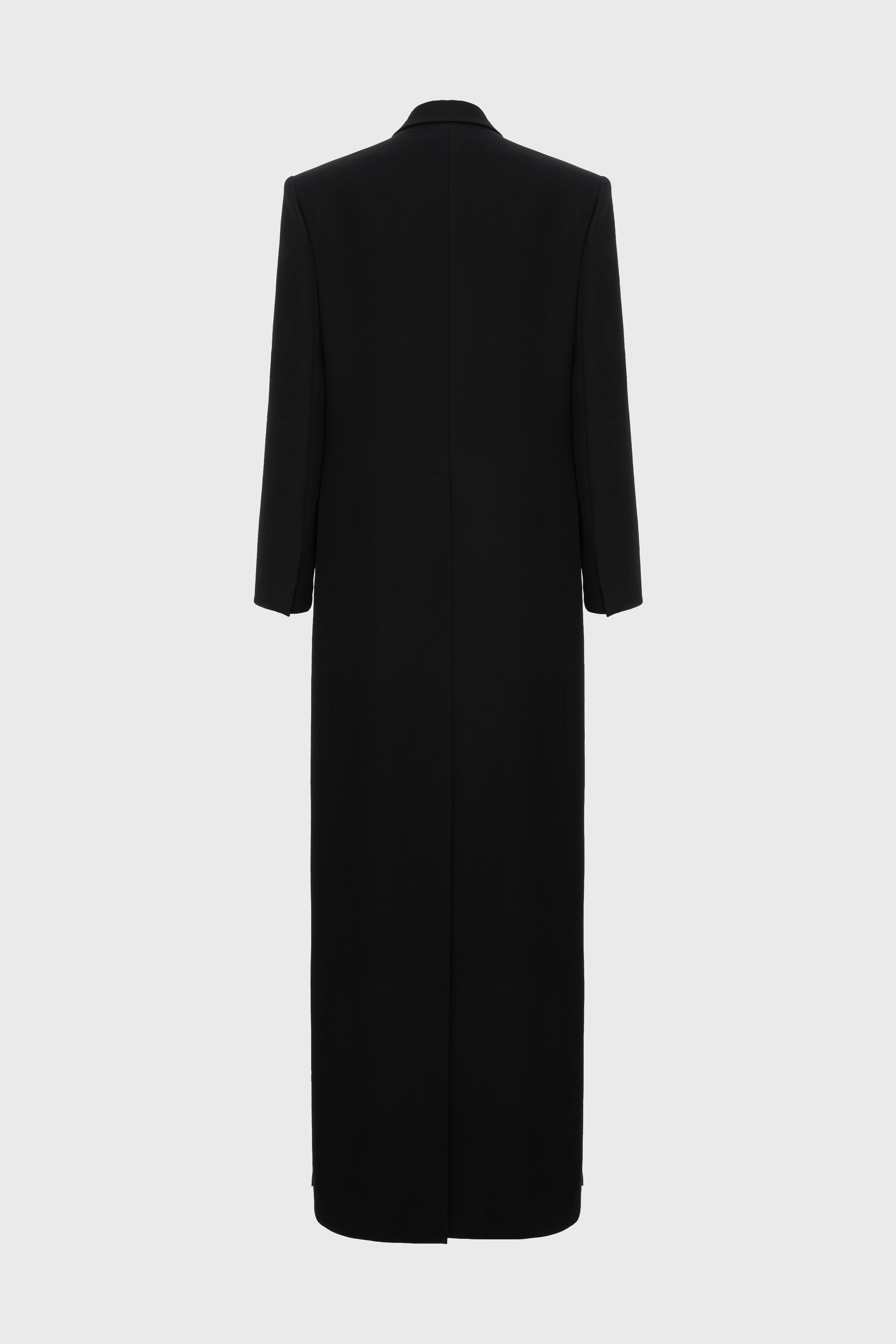 Blazer negru lung cu deschidere laterala Urban