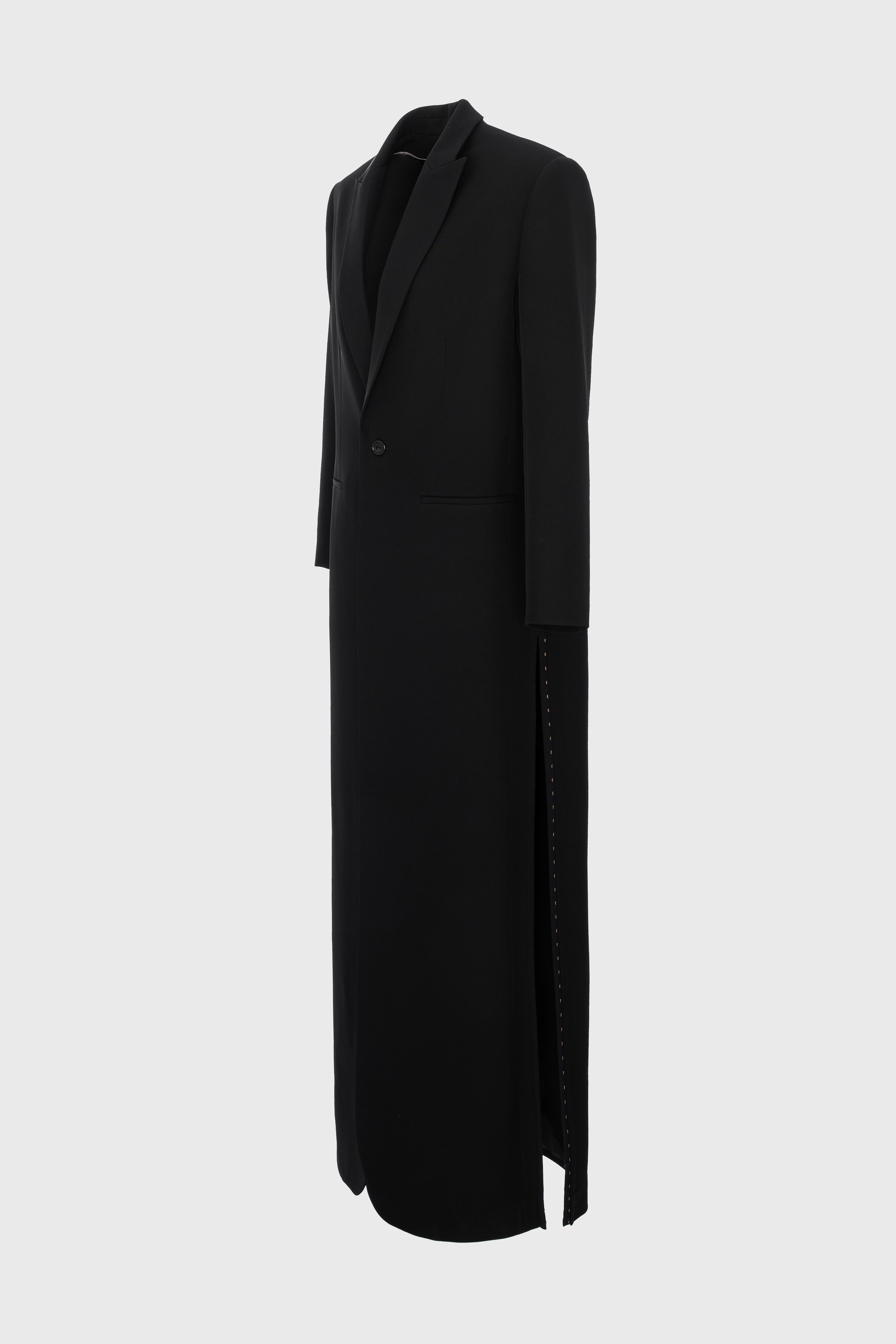 Blazer negru lung cu deschidere laterala Urban