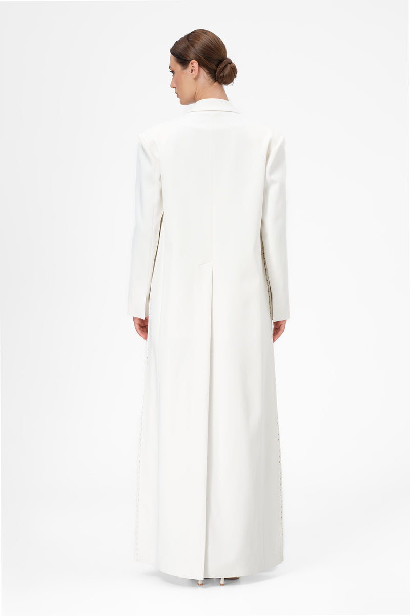 Blazer alb lung cu deschidere laterala Urban