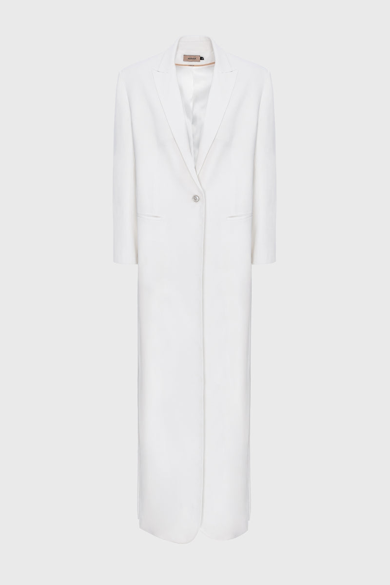 Blazer alb lung cu deschidere laterala Urban