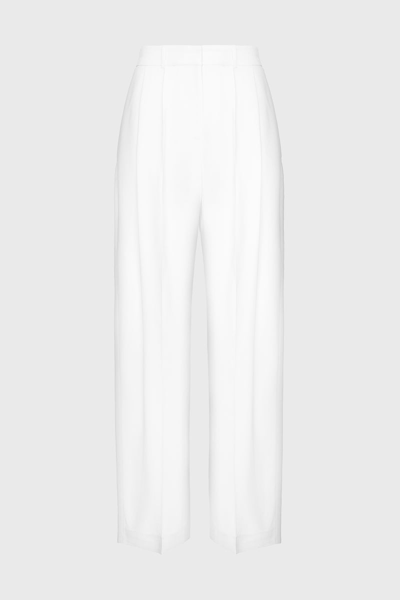 Pantaloni albi evazati cu deschidere laterala Urban