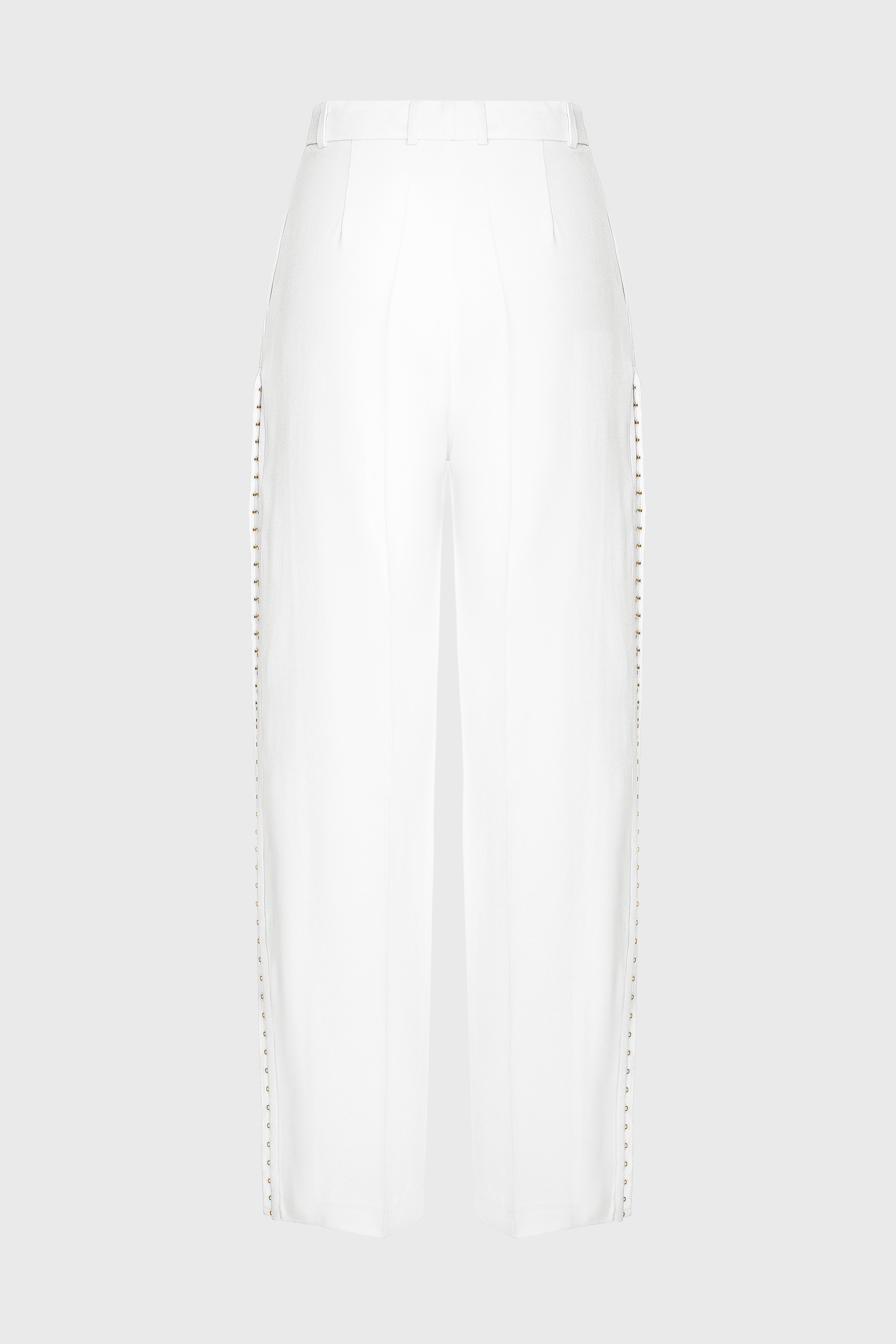 Pantaloni albi cu deschidere laterala Urban