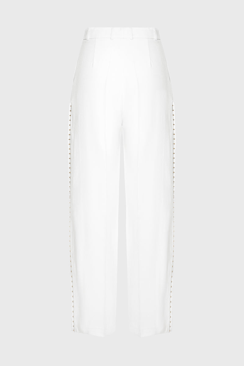 Pantaloni albi cu deschidere laterala Urban