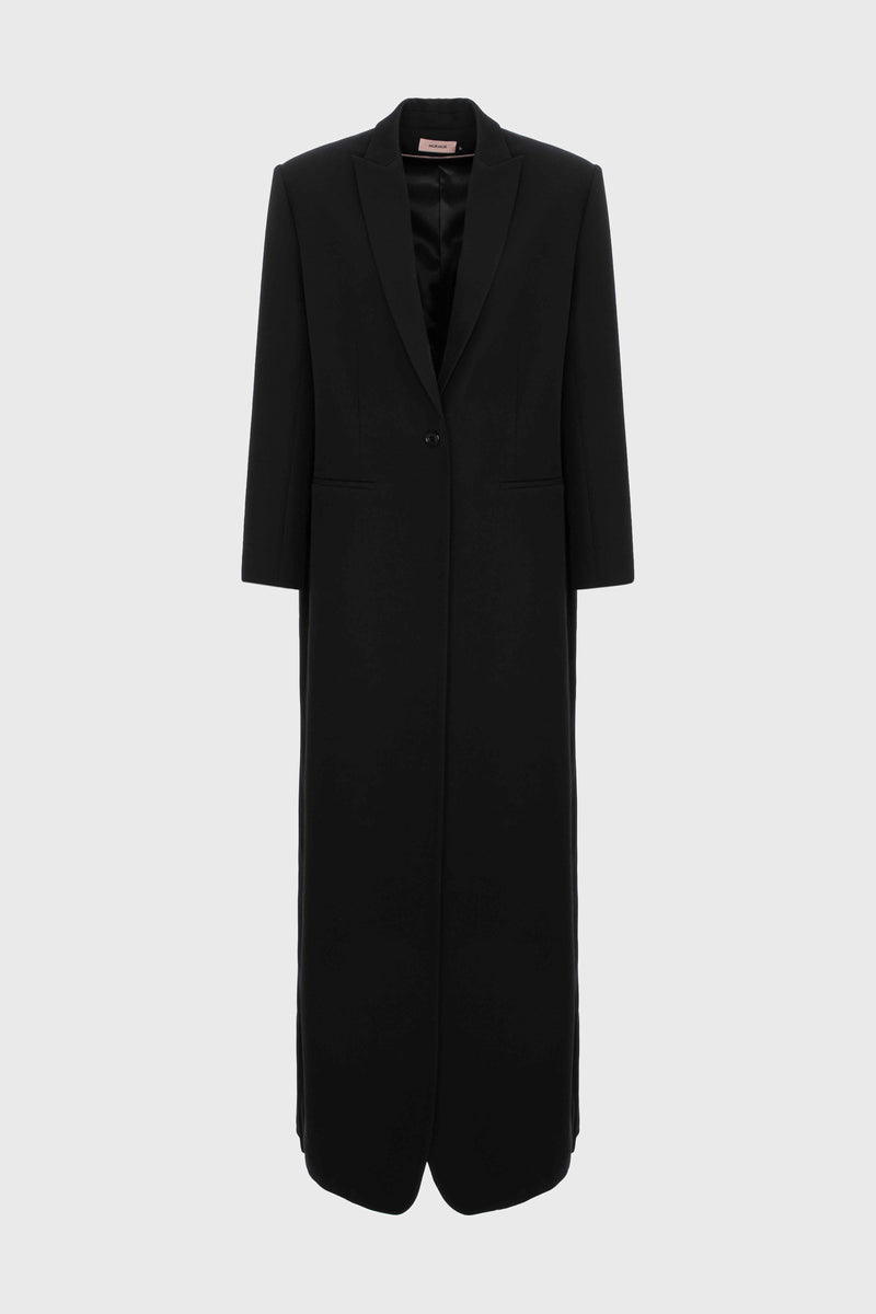 Blazer negru lung cu deschidere laterala Urban