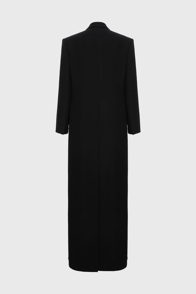 Blazer negru lung cu deschidere laterala Urban