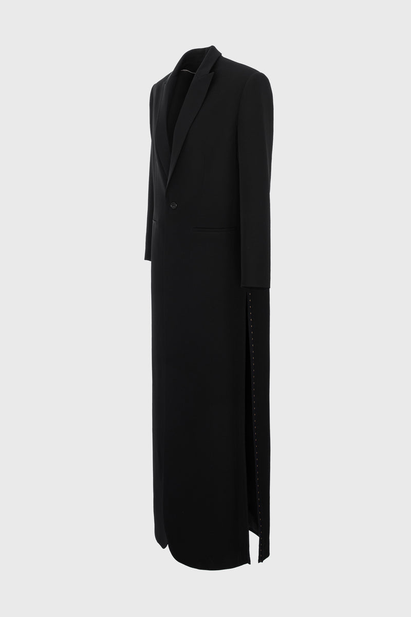 Blazer negru lung cu deschidere laterala Urban
