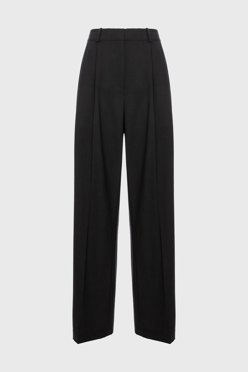 Pantaloni negri din lana cu deschidere laterala Urban