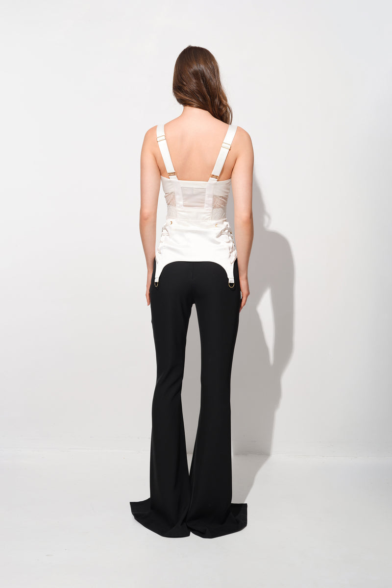 Corset alb din satin si dantela Zest