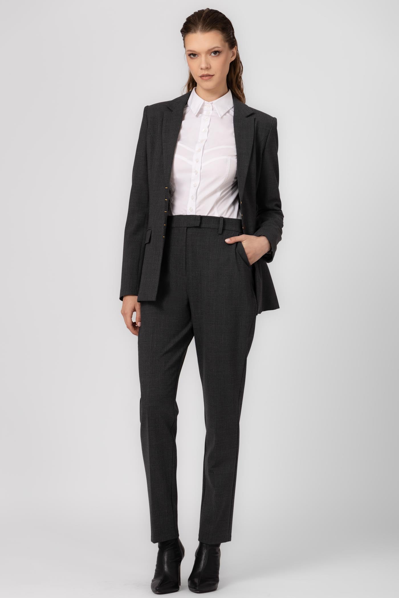 Pantaloni clasici gri din lana Formal