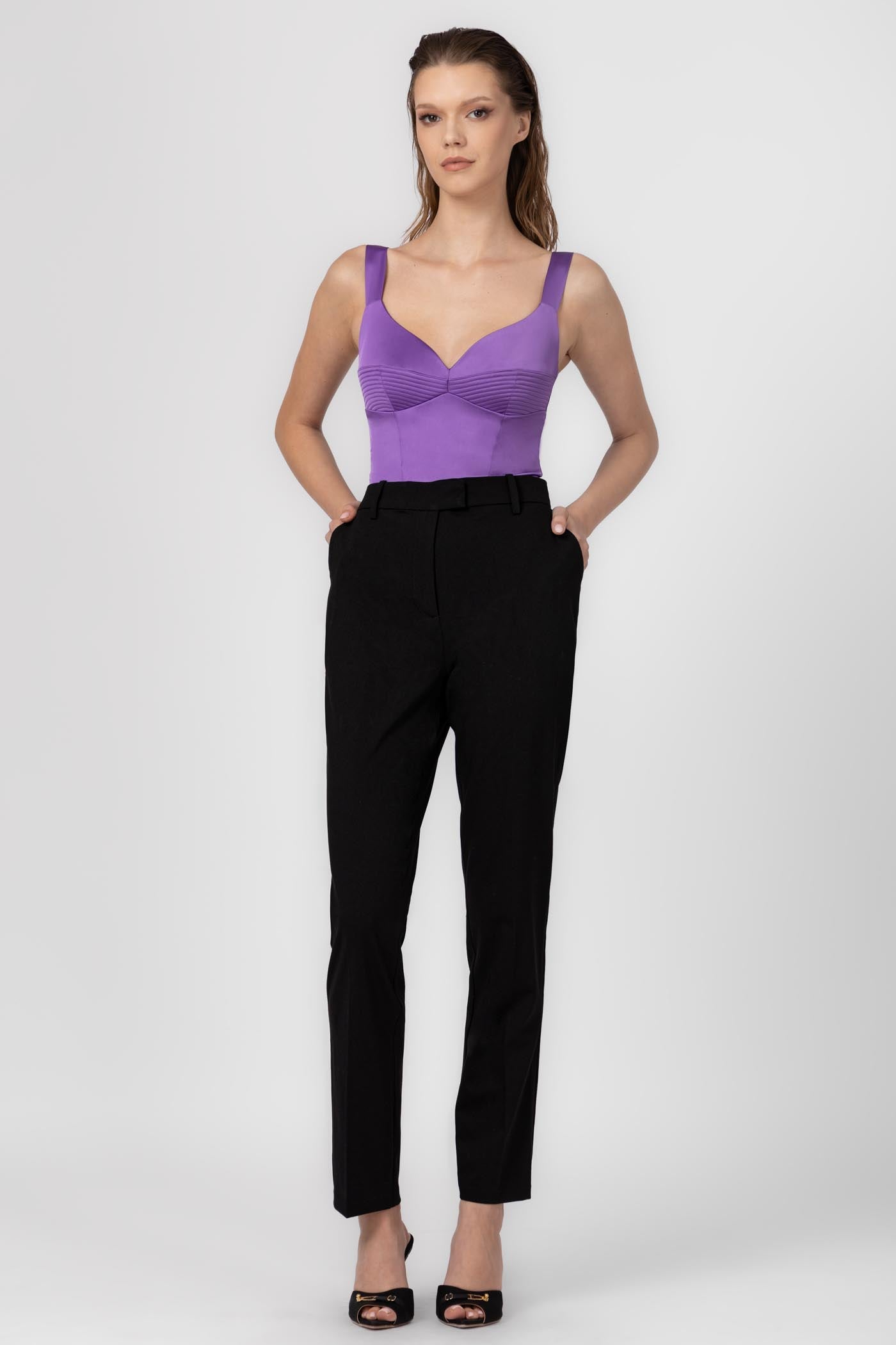 Corset violet din satin elastic Haze