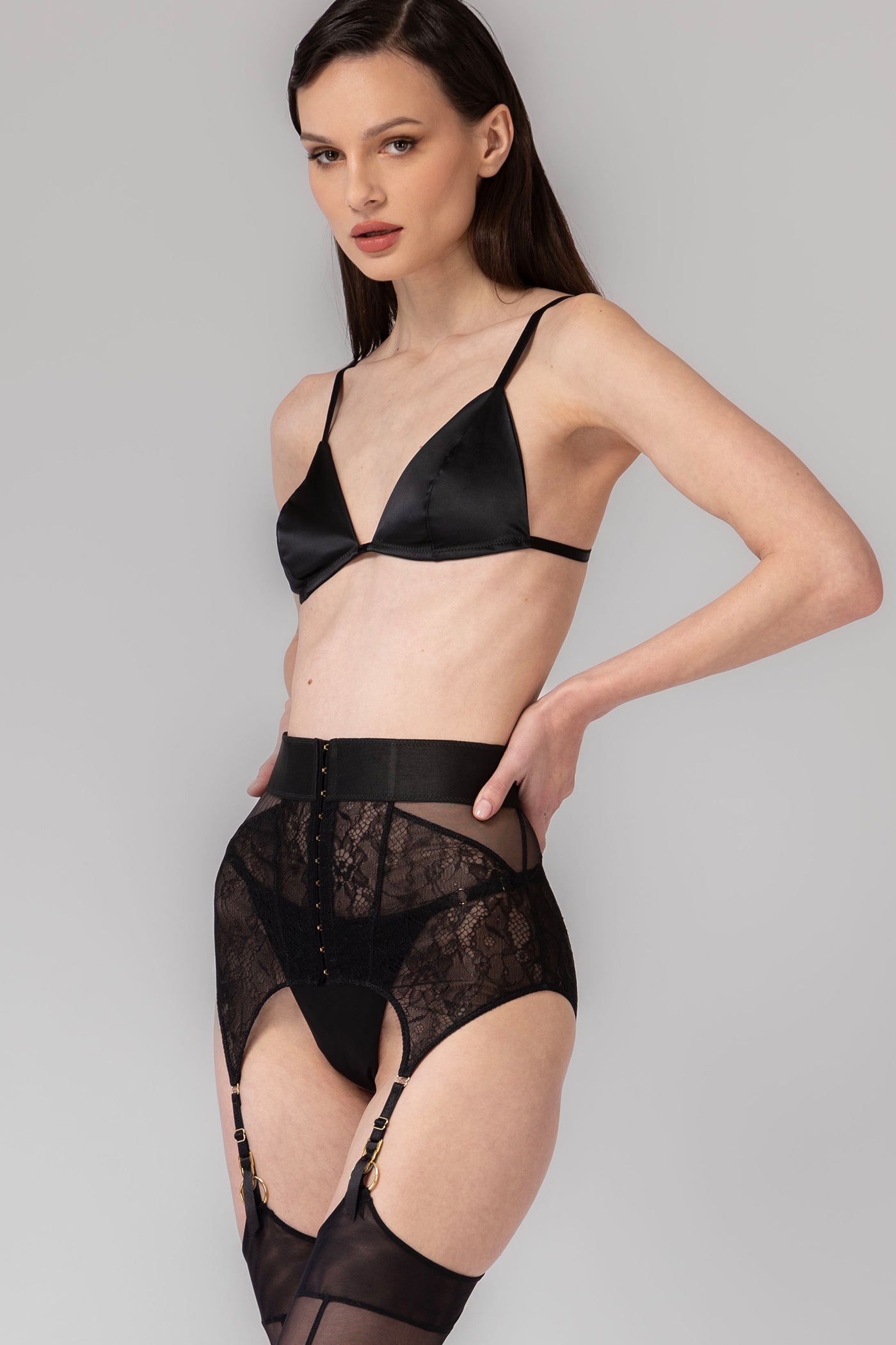 Centura neagra din dantela si tul Zest