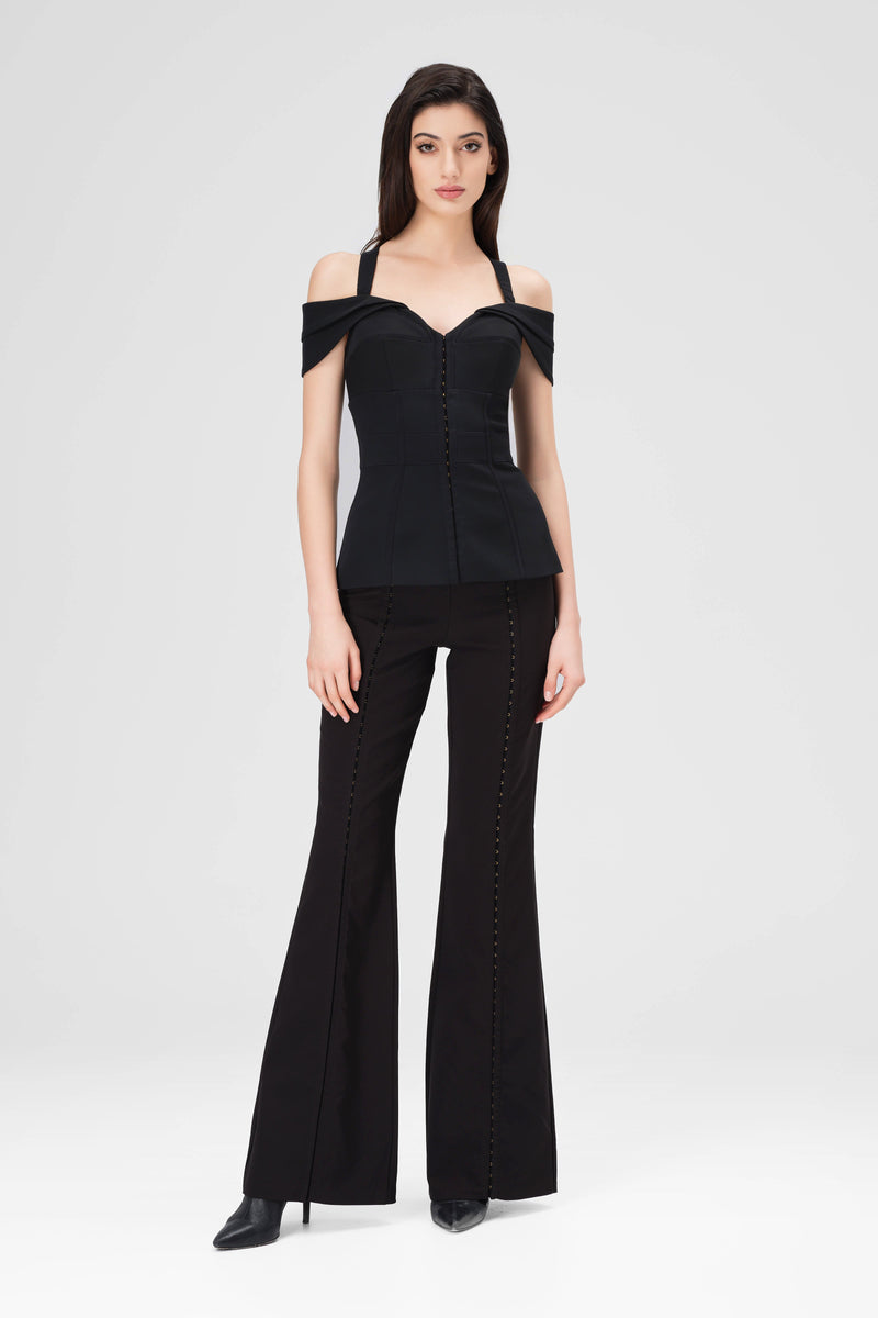 Corset negru cu maneci cazute Candy