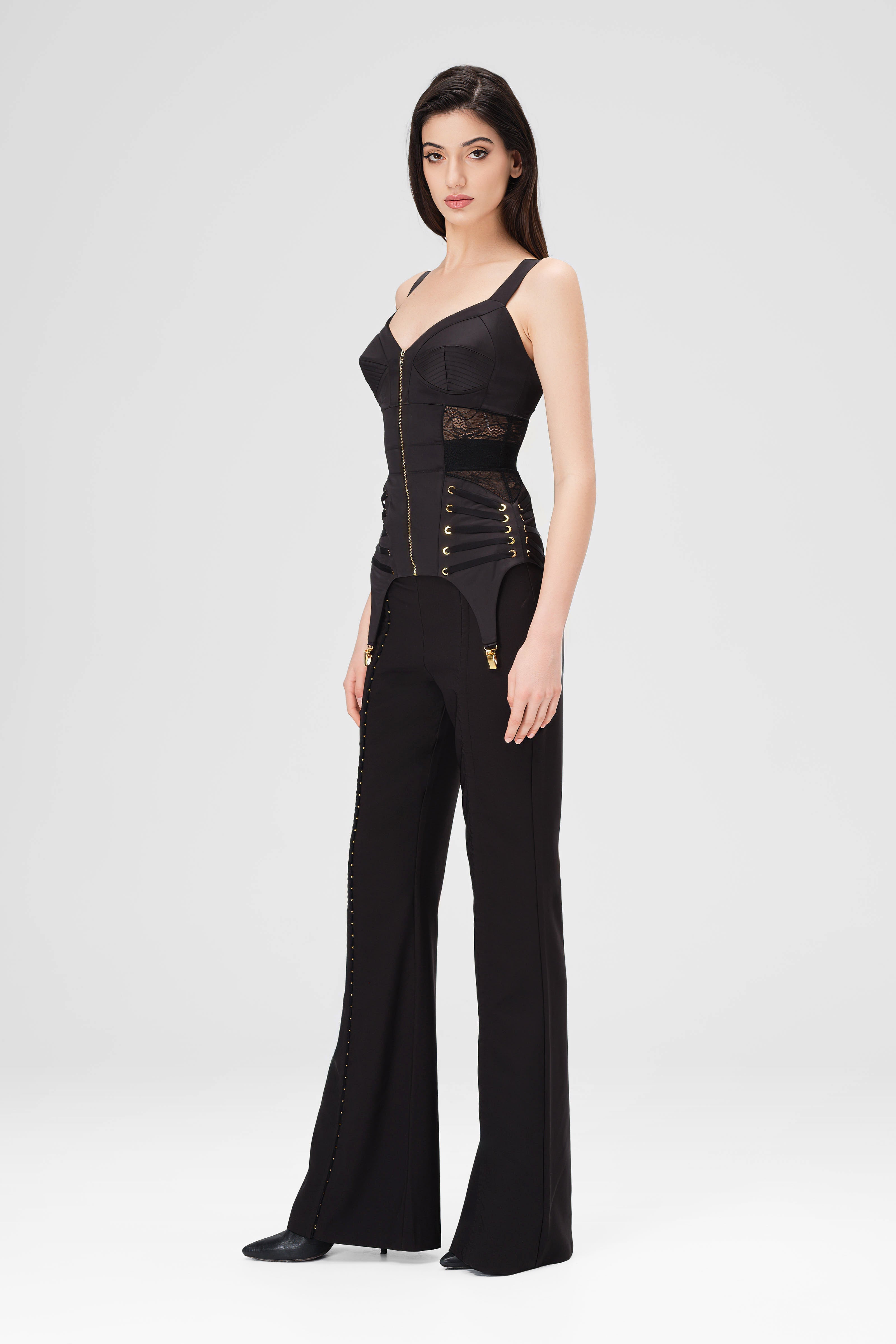 Corset negru cu maneci cazute Candy