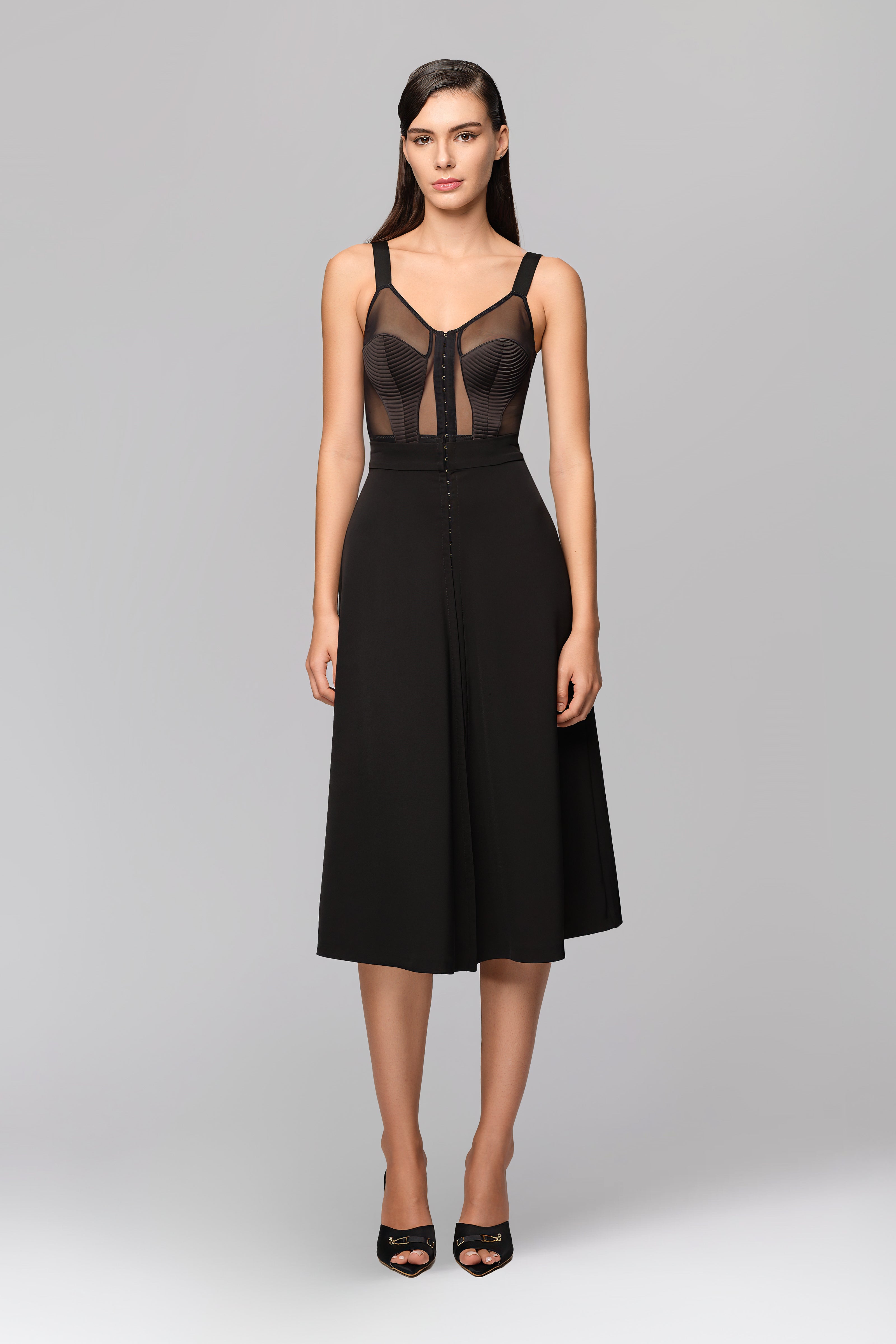 Bra top negru din tul Corset