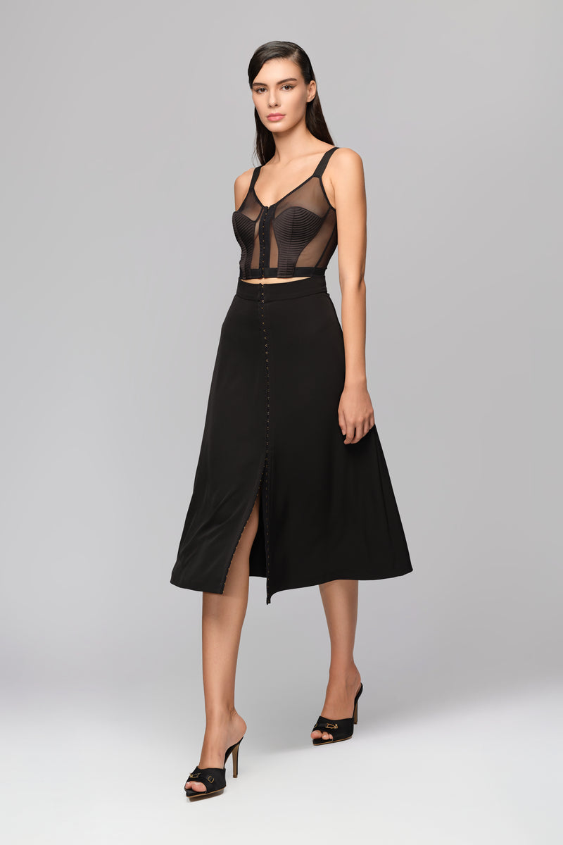 Bra top negru din tul Corset