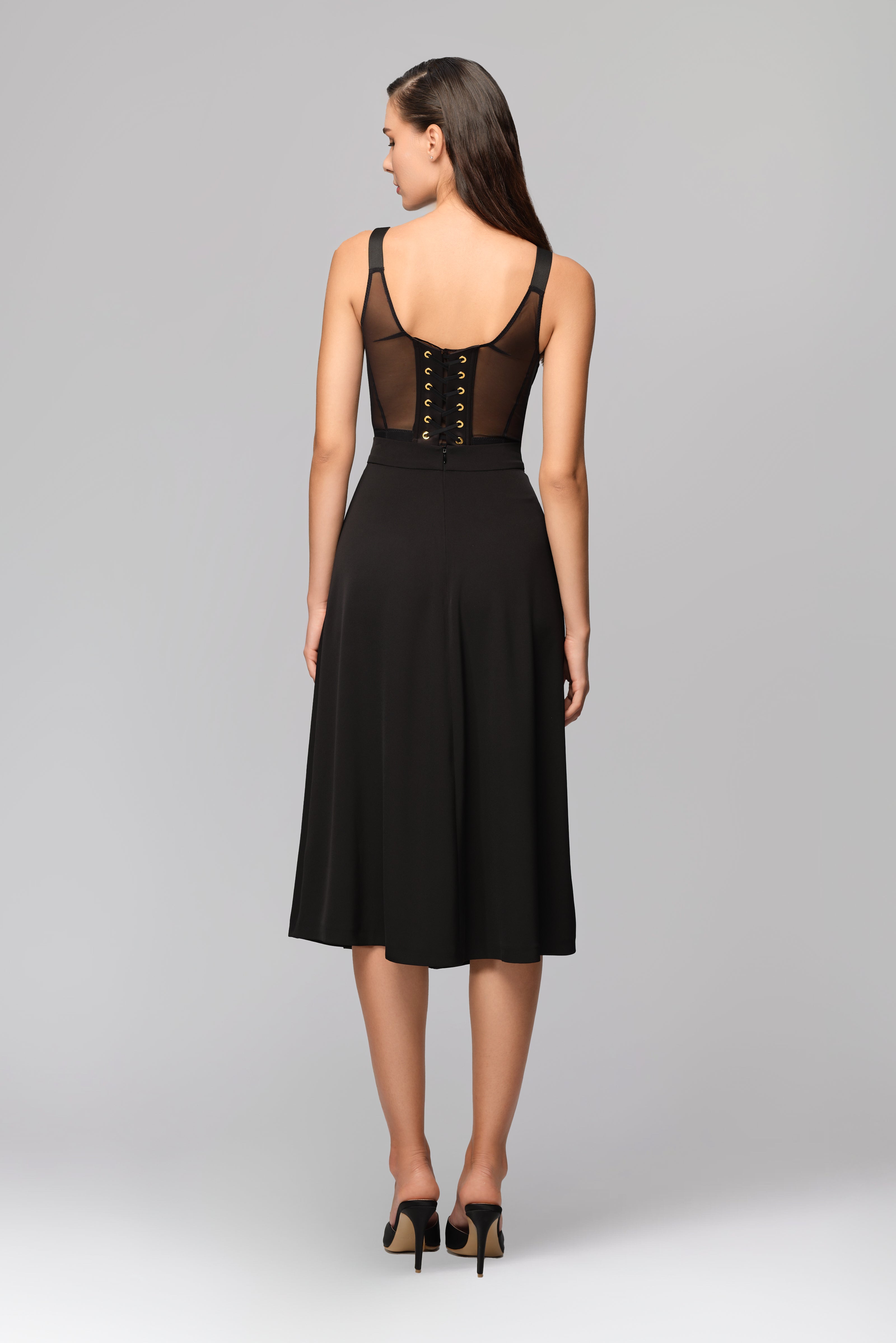 Bra top negru din tul Corset