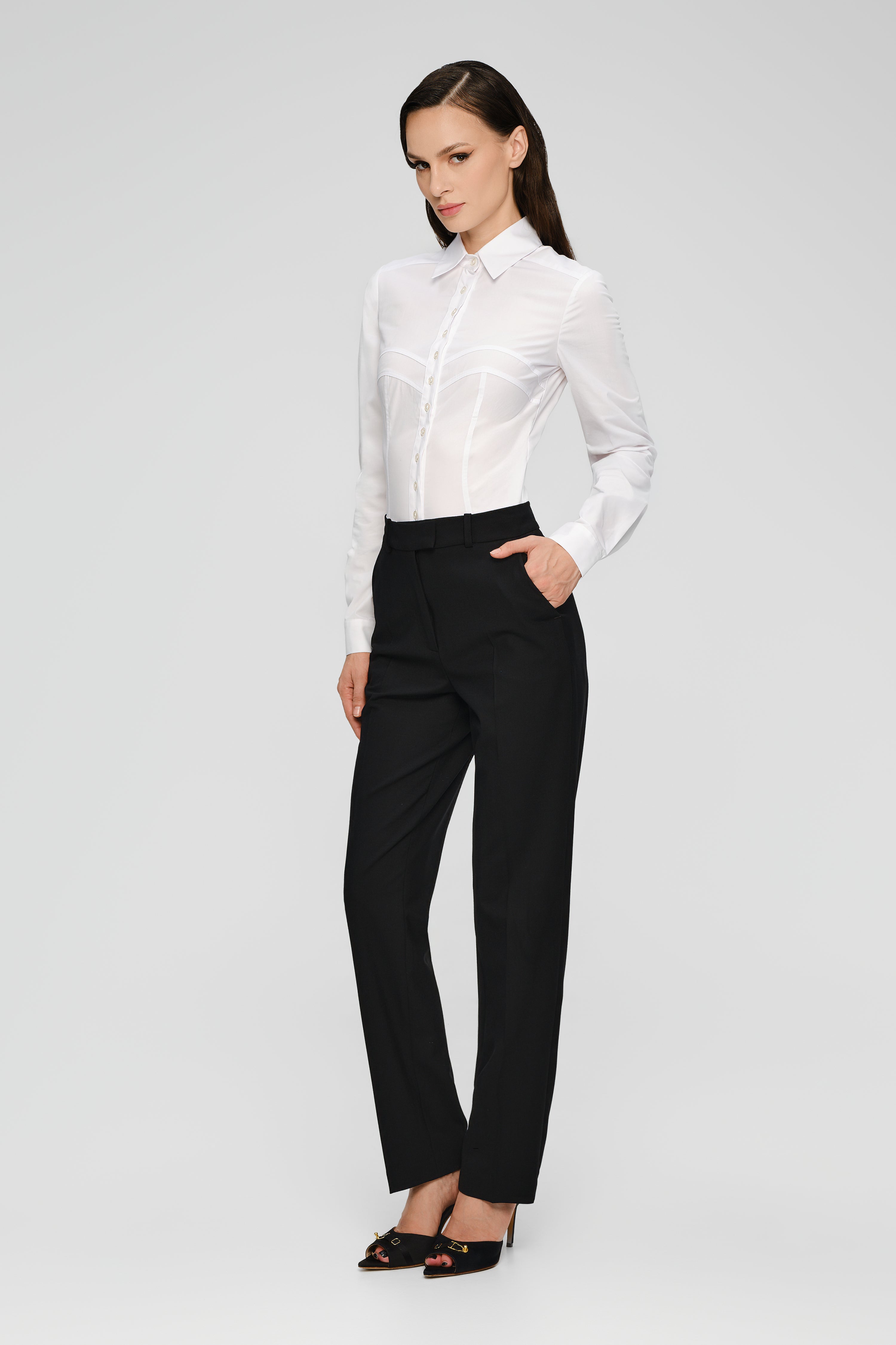 Pantaloni clasici negri cu buzunare Formal