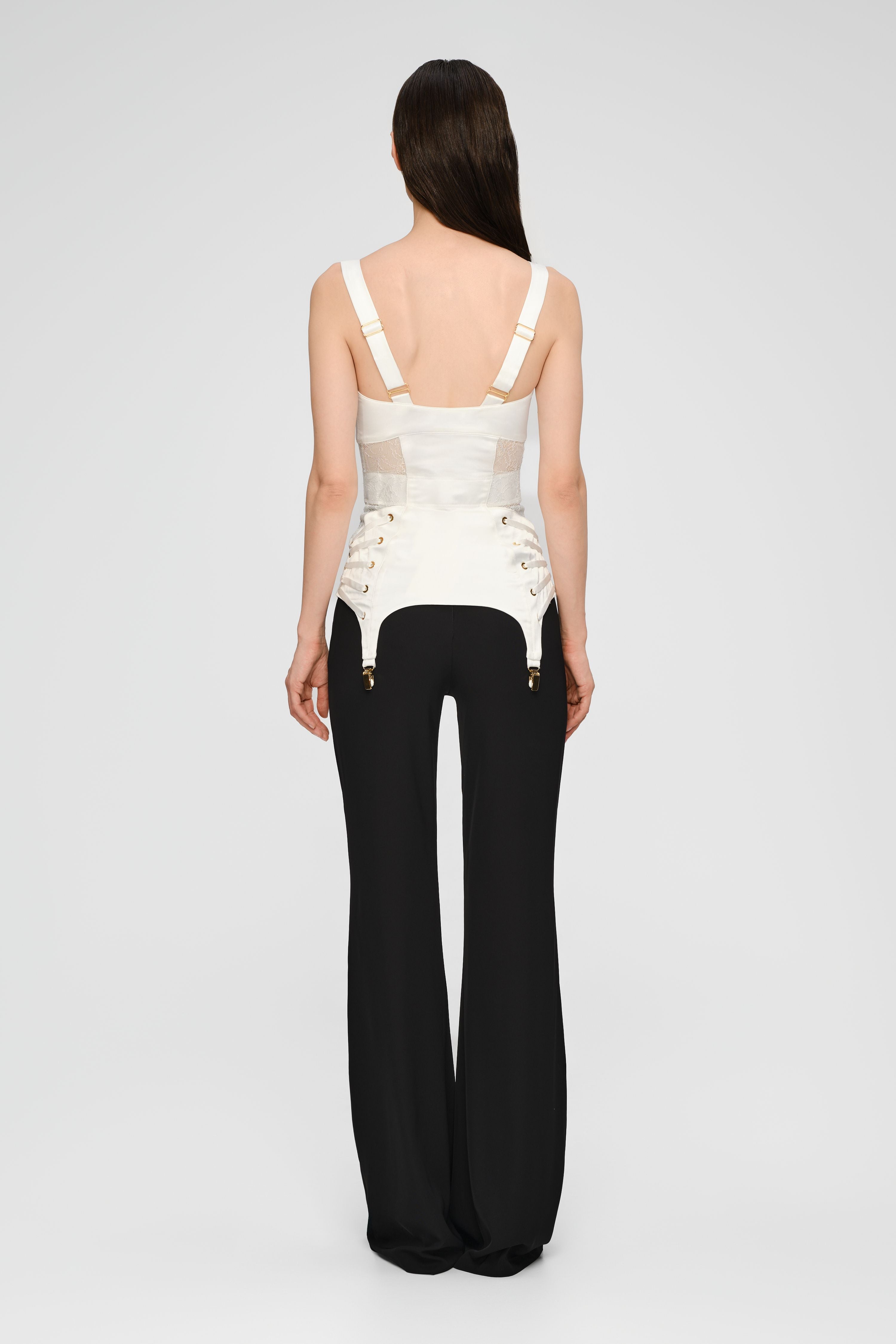 Corset alb din satin si dantela Zest