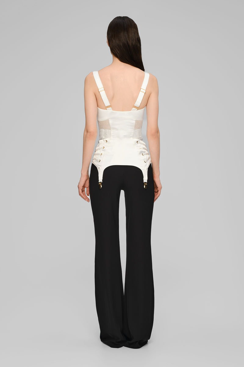 Corset alb din satin si dantela Zest
