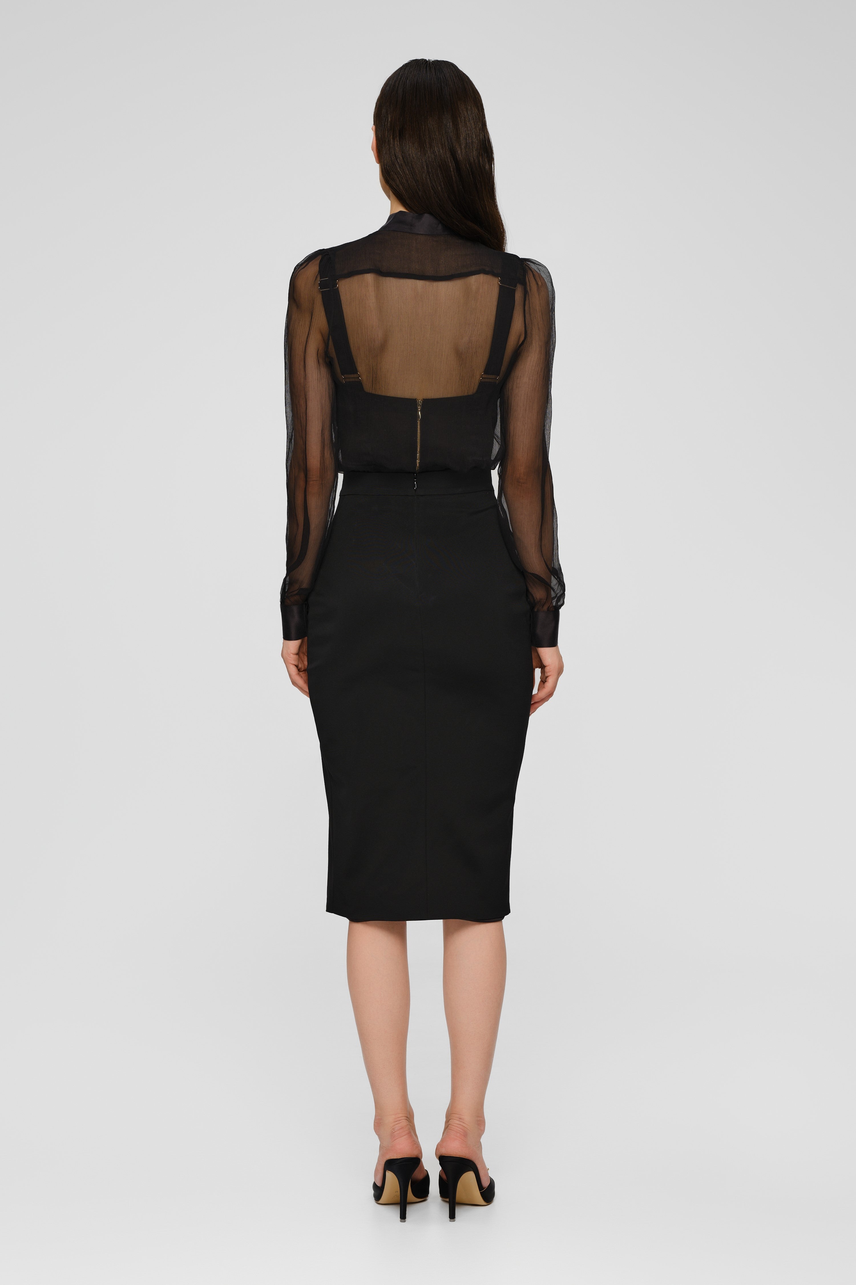 Camasa neagra din matase naturala Breeze
