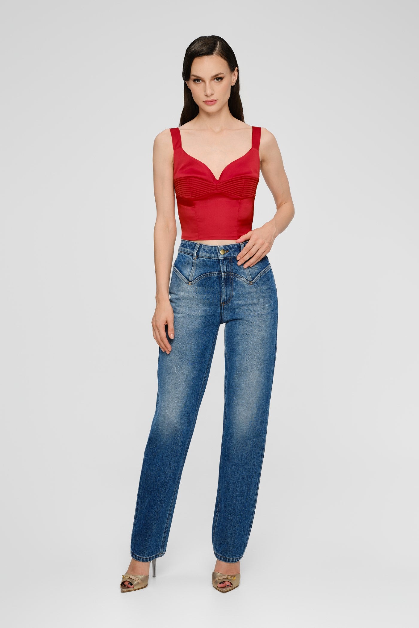 Corset rosu din satin elastic Haze