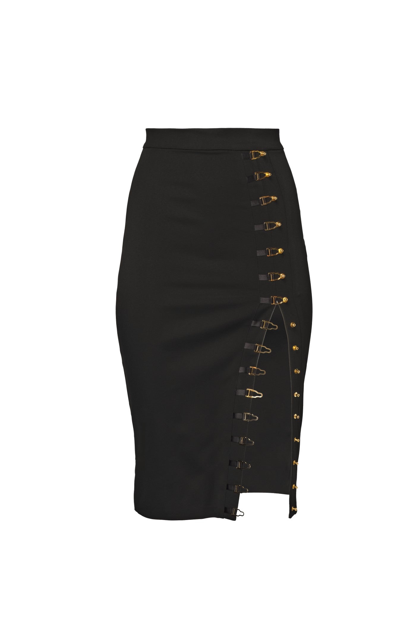 Fusta neagra bodycon cu slit pe picior Ivy