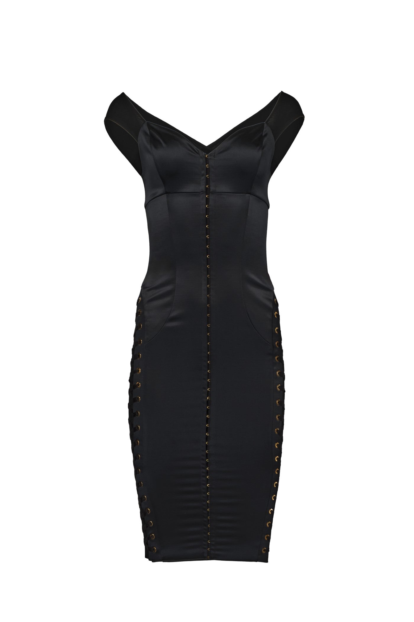 Rochie neagra mulata din satin Blackcherry