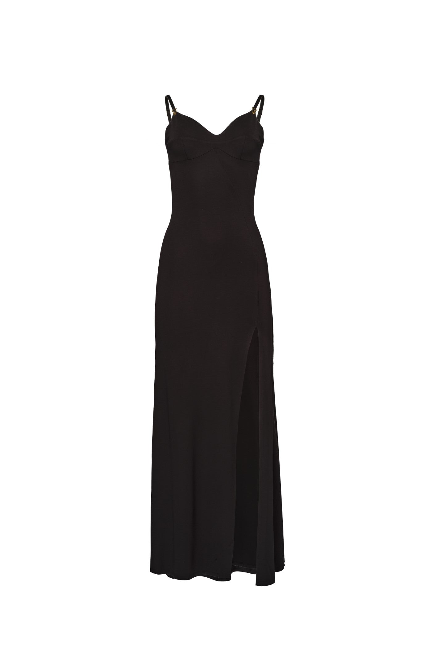 Rochie lunga neagra cu bretele Skin