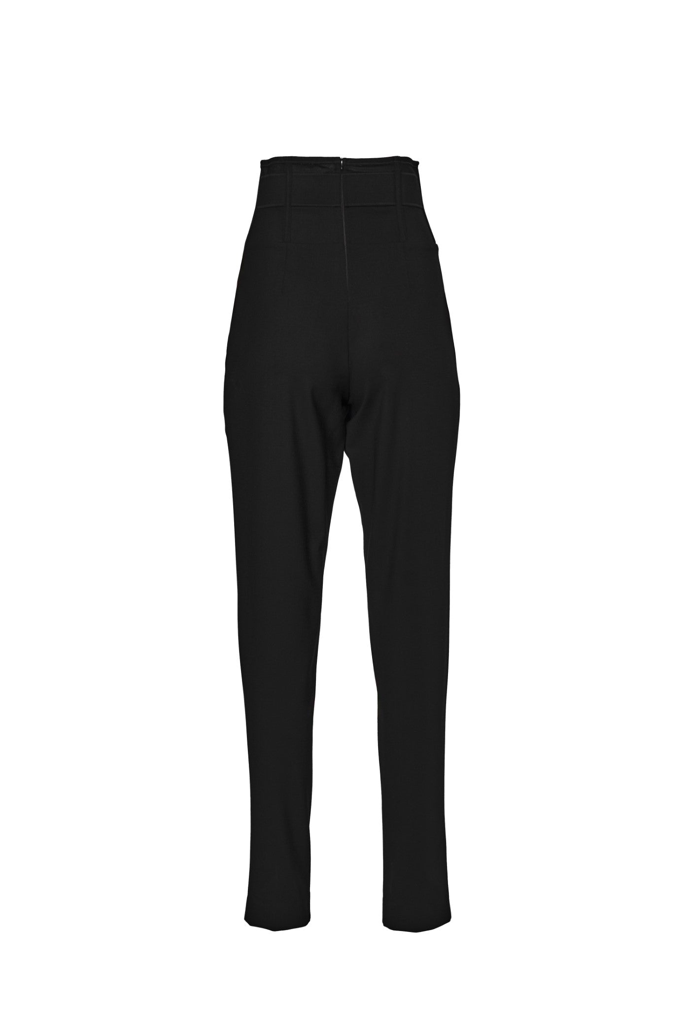 Pantaloni negri cu talie inalta corset din lana Tomboy