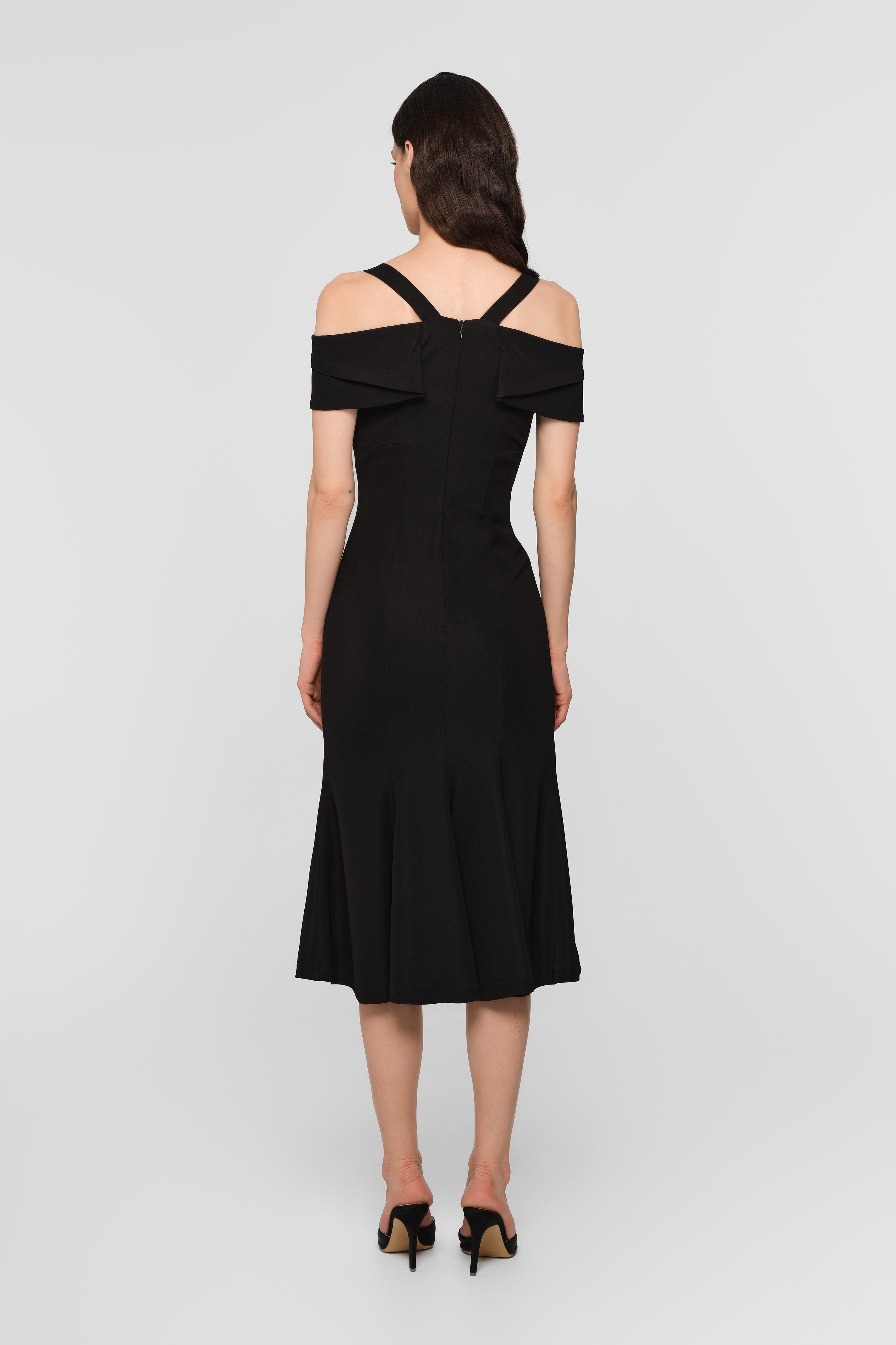 Rochie midi neagra cu cupe retro Candy