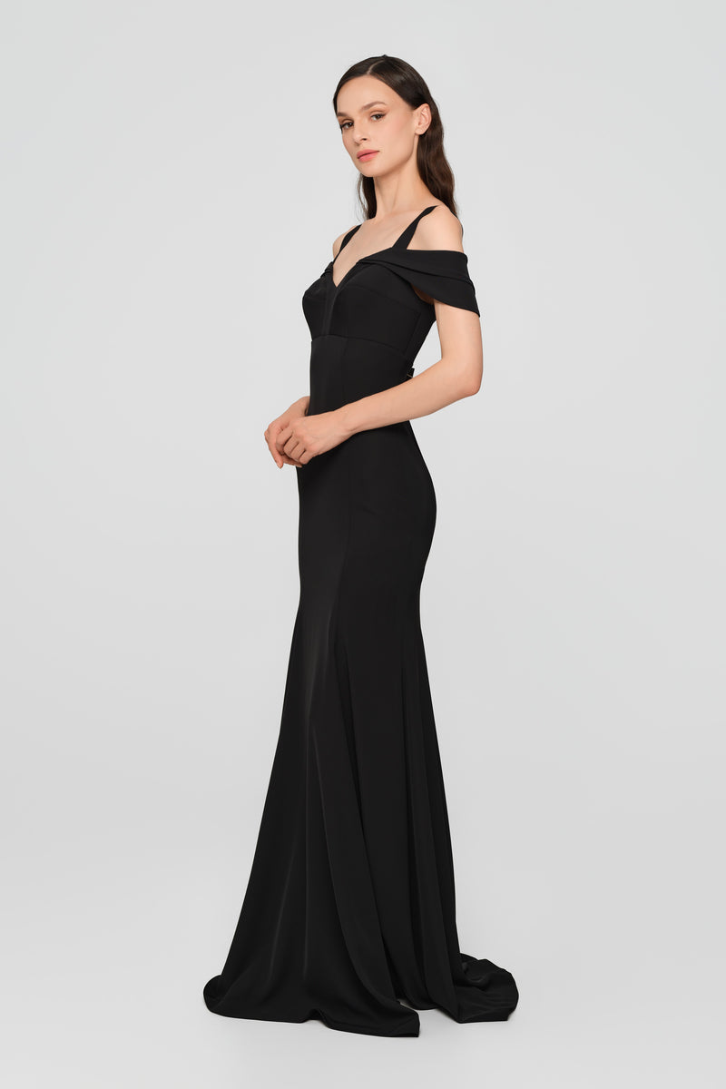 Rochie neagra lunga cu cupe retro Candy