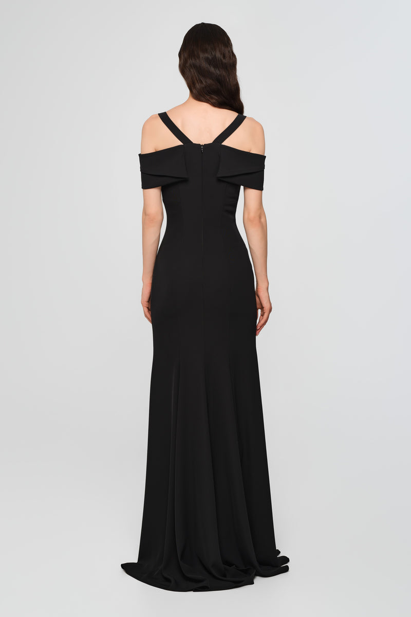 Rochie neagra lunga cu cupe retro Candy