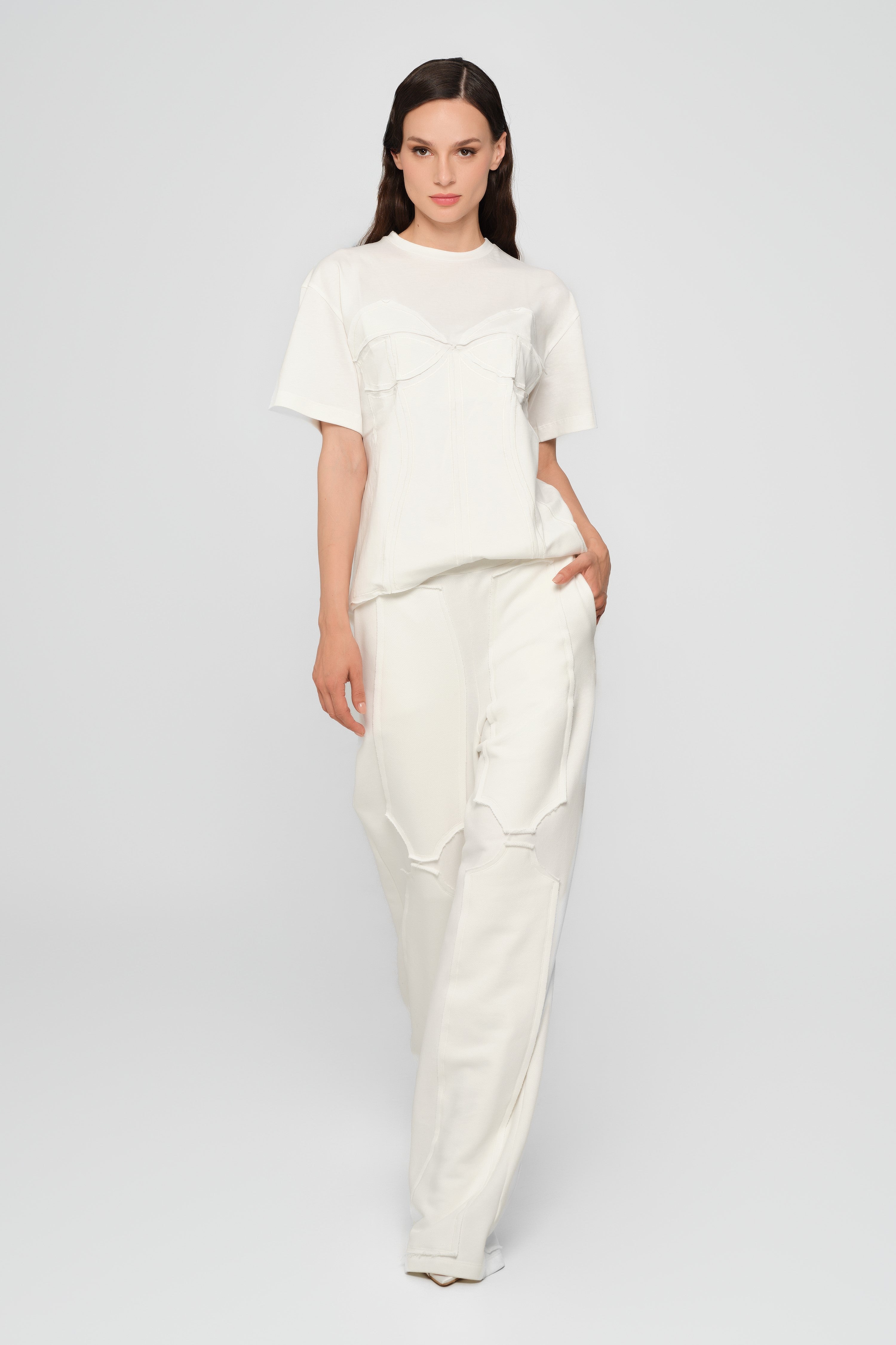 Tricou alb din bumbac organic Deconstructed