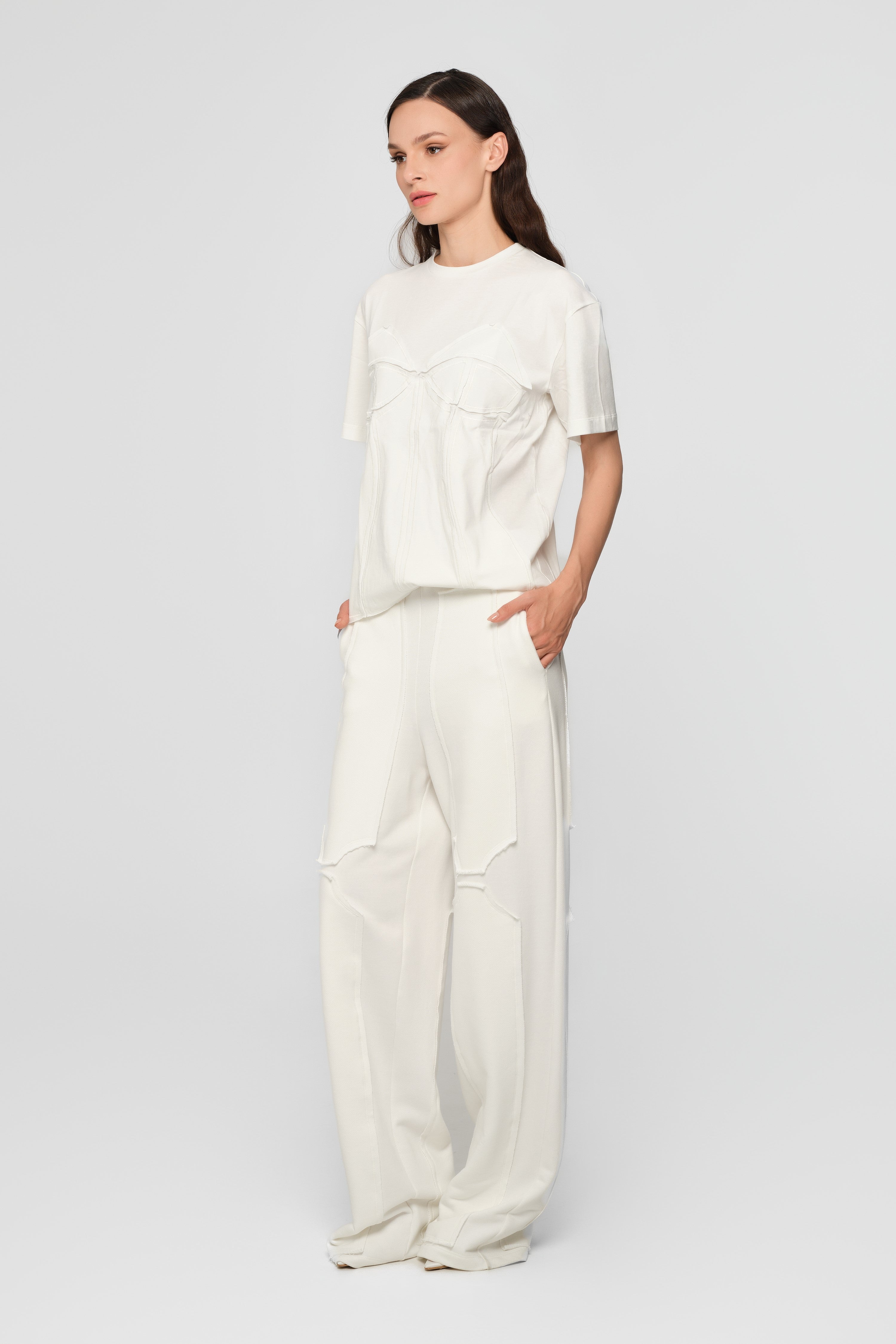 Tricou alb din bumbac organic Deconstructed