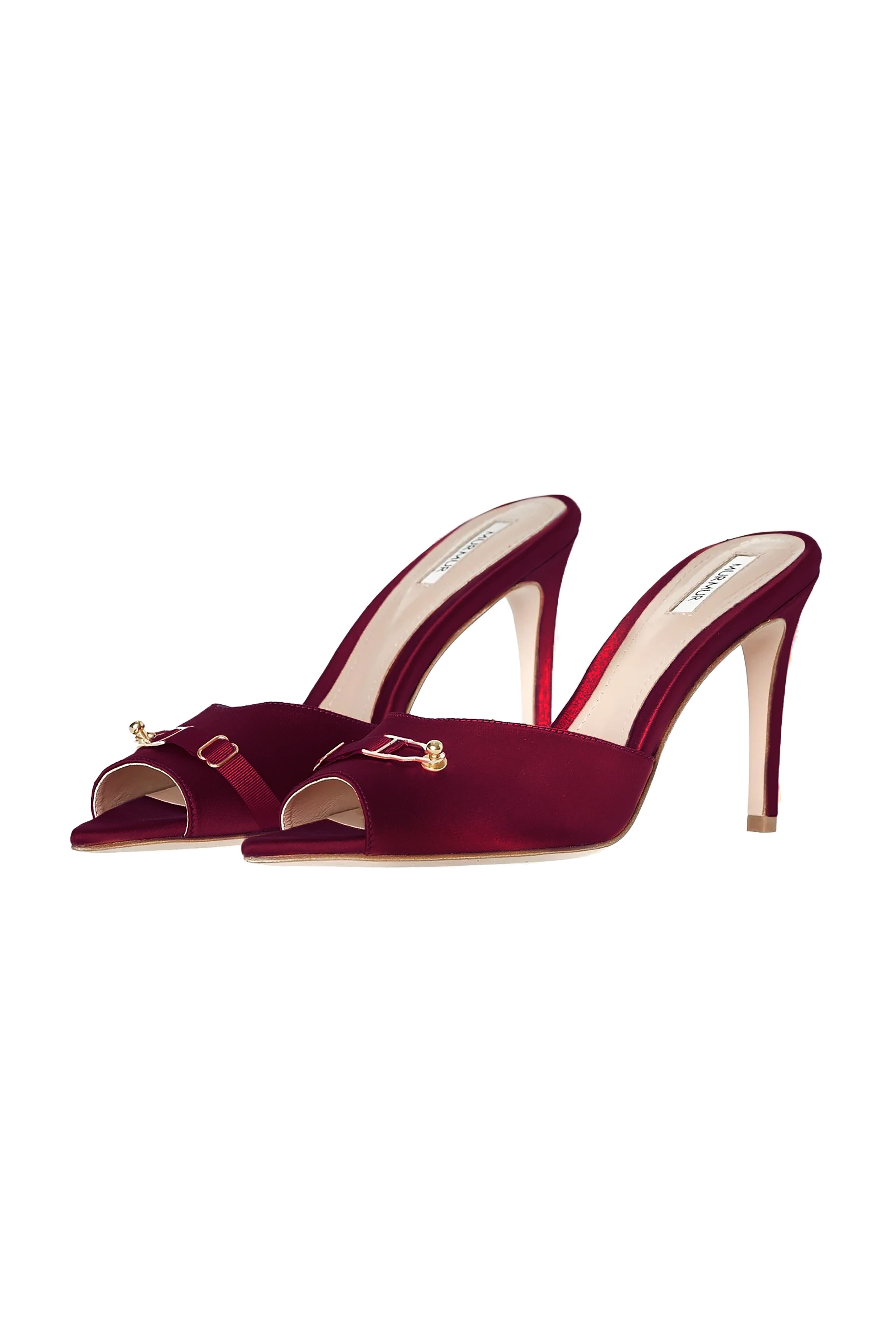 Pantofi rosii burgund din satin Secure
