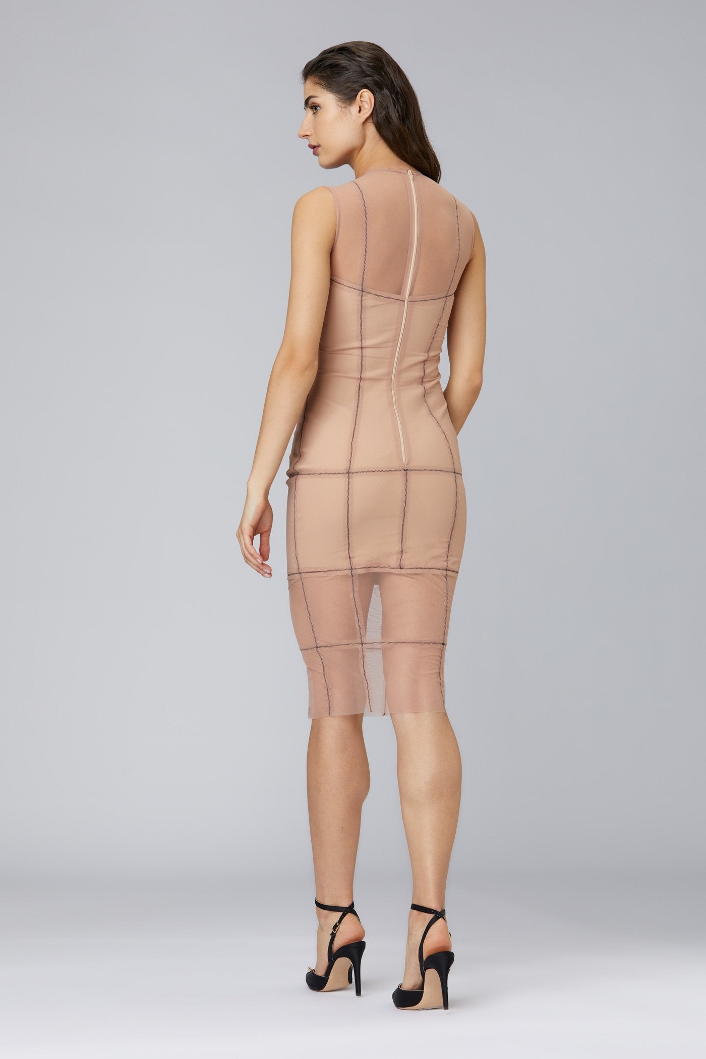 Rochie nud midi din tul si microfibra Figure