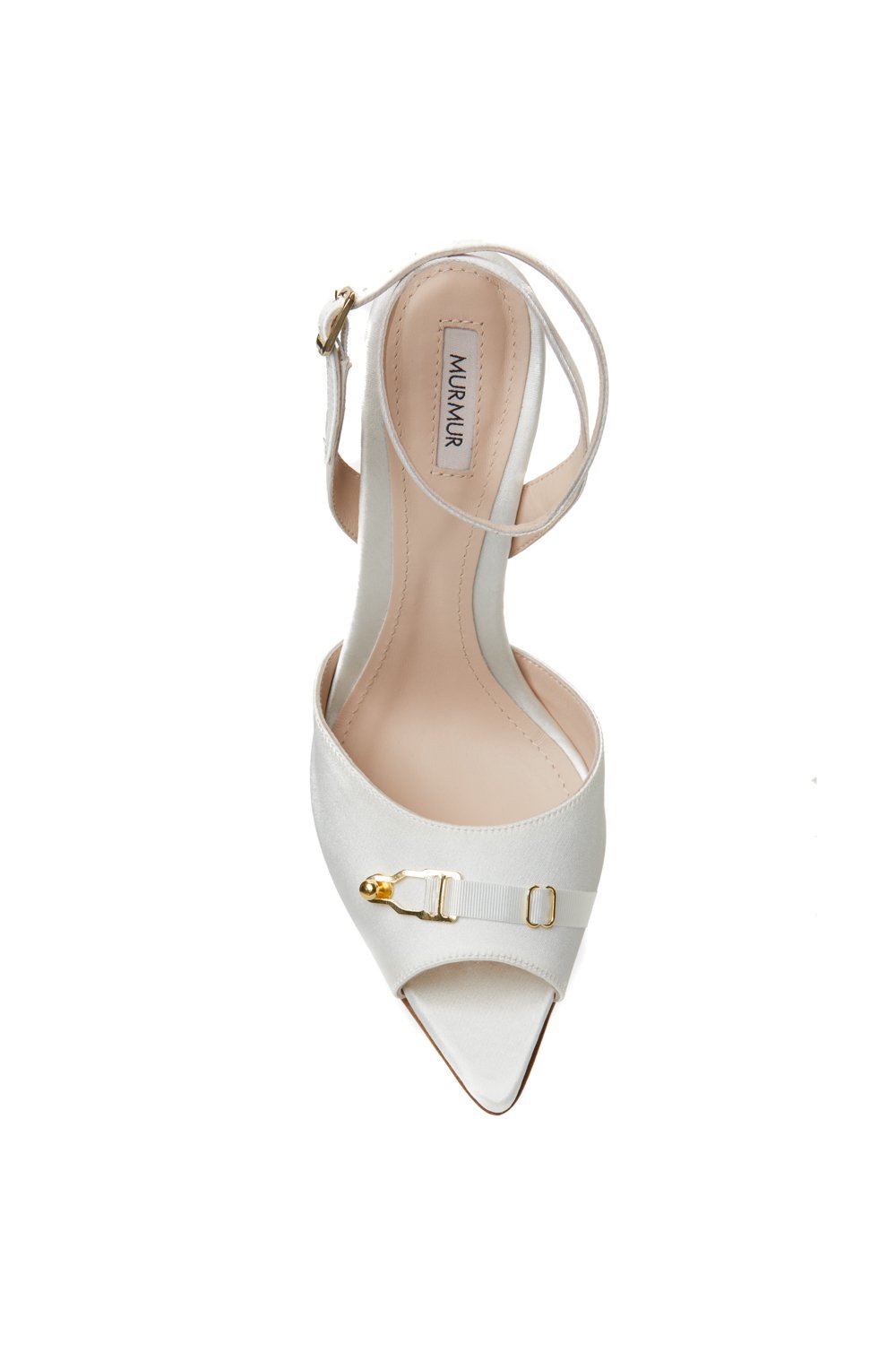 Sandale albe din satin Secure